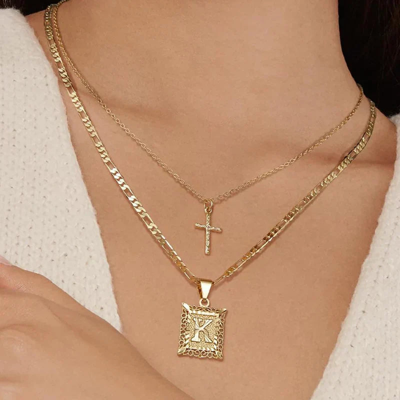 Croix Collier Initiale Set | Or
