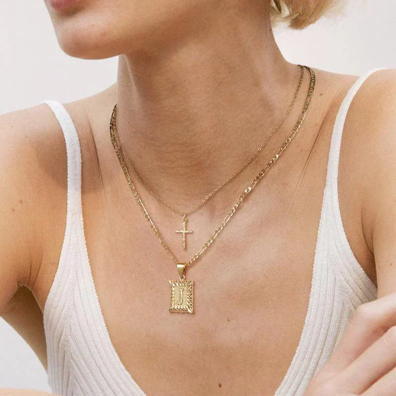 Croix Collier Initiale Set | Or
