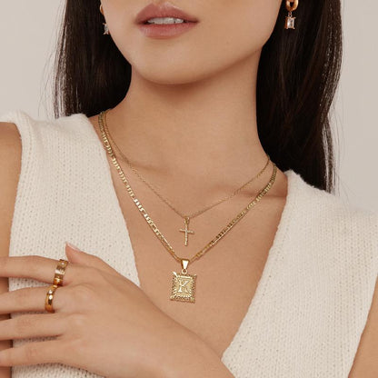 Croix Collier Initiale Set | Or
