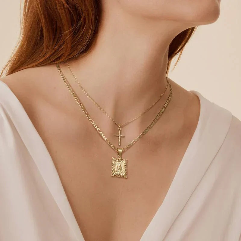 Croix Collier Initiale Set | Or