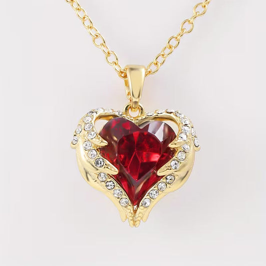 Ange Embrace Rubis Cœur Collier | Or
