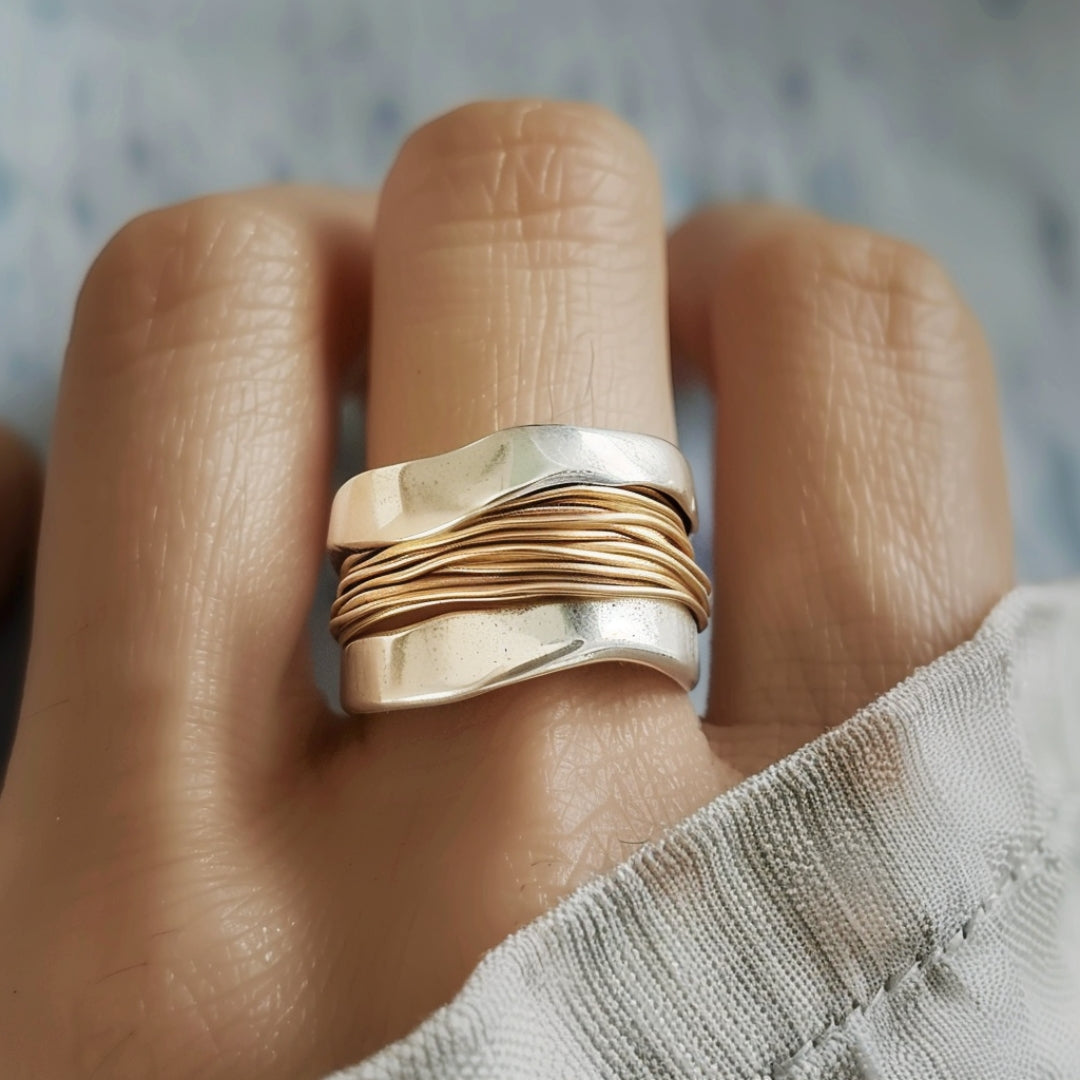Argent Doré Fils Bague