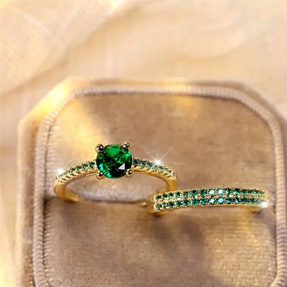 Serena Émeraude Duo Bague Set | Or