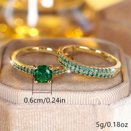 Serena Émeraude Duo Bague Set | Or