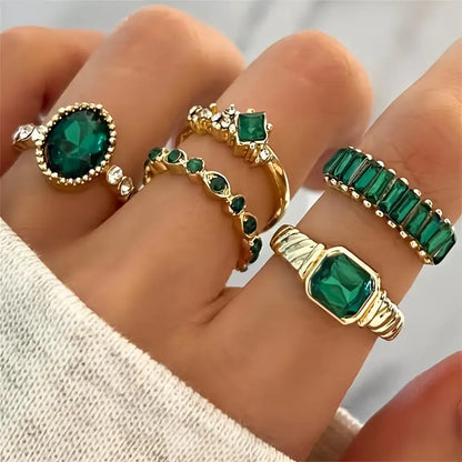 Zarina Exquisite Émeraude Bague Set | Or
