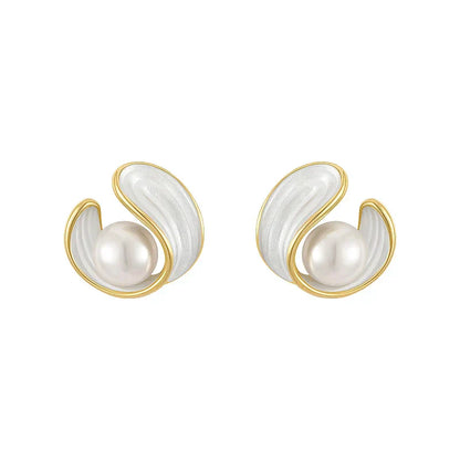 Or Swirl Perle Puces d'Oreilles