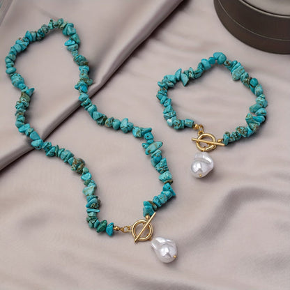 Turquoise & Perle Collier Bracelet Set