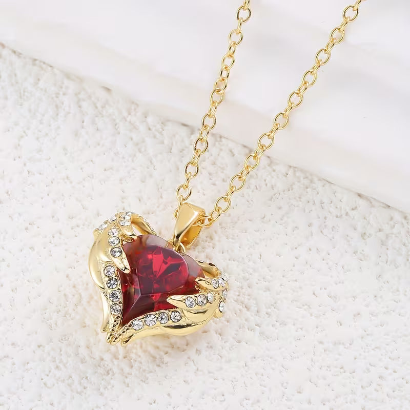 Ange Embrace Rubis Cœur Collier | Or
