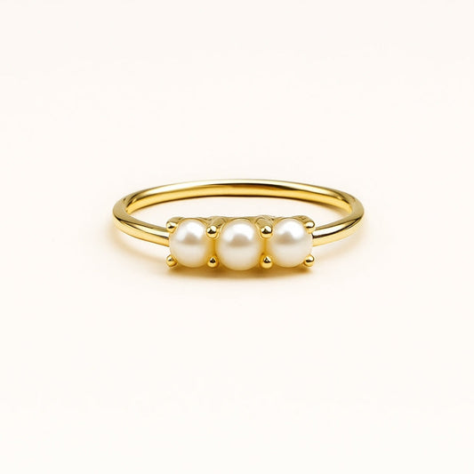 Triple Perle Or Bague