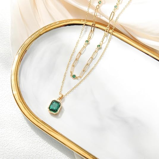 Émeraude Clover Collier à Pendentif | Or