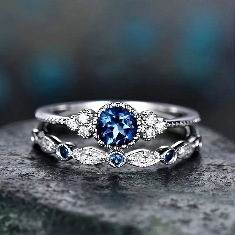Sapphriel Bague Couronne Set | Or Blanc