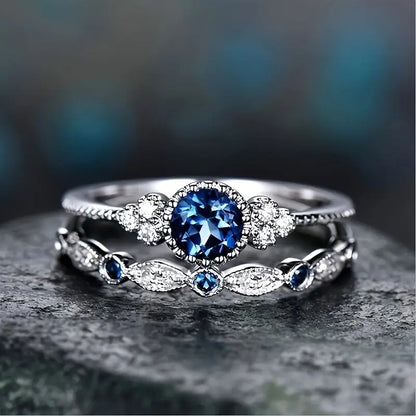 Sapphriel Bague Couronne Set | Or Blanc
