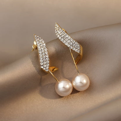 Cristal Feather Perle Boucles d'Oreilles