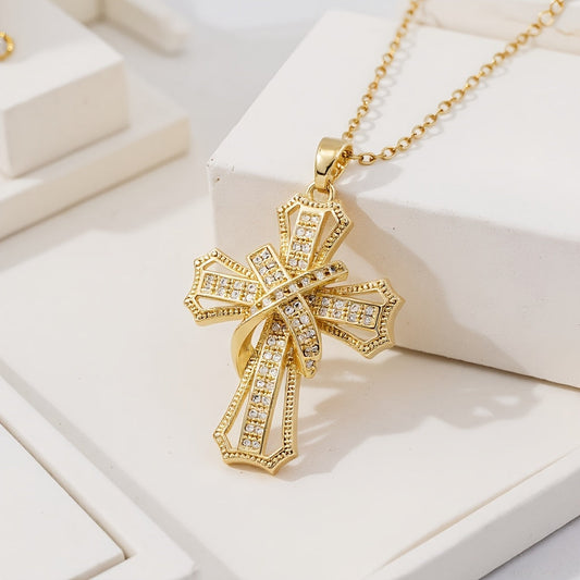 Radiant Croix Collier à Pendentif | Or