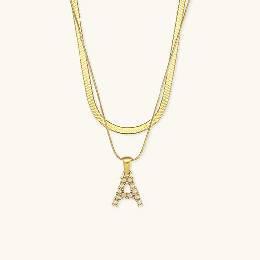 Fiona Superposé Or Initiale Lettre Collier