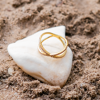 Nia Or Diamant Croix Bague