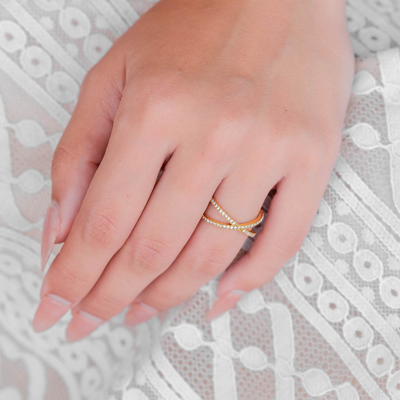 Nia Or Diamant Croix Bague