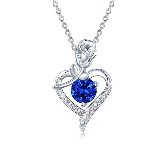 Saphir Rose Cœur Collier | Or Blanc