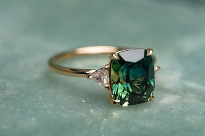 Inspiré Vintage Vert Pierre Précieuse Bague | Or