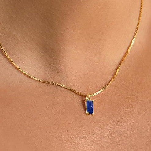 Minimaliste Saphir Collier à Pendentif | Or Blanc