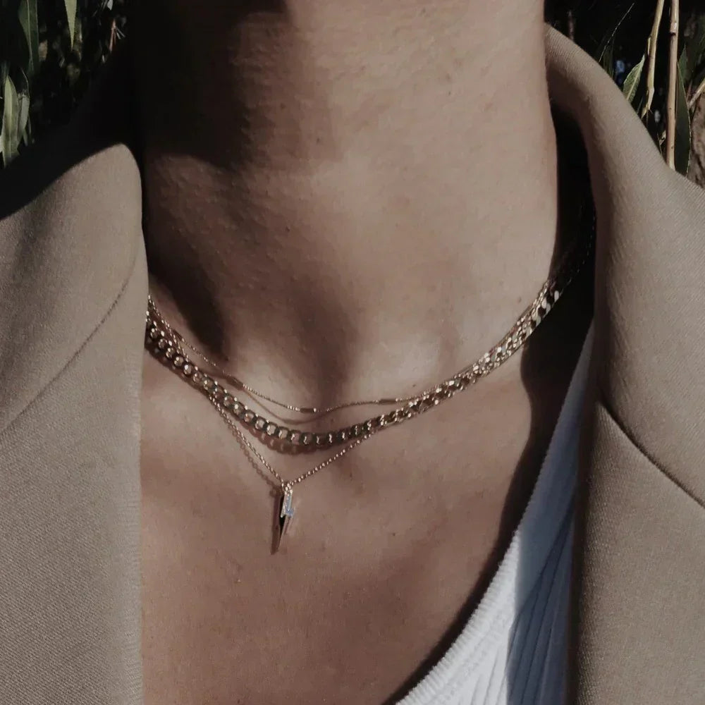 Flat Maillon Gourmette Collier Chaîne | Or