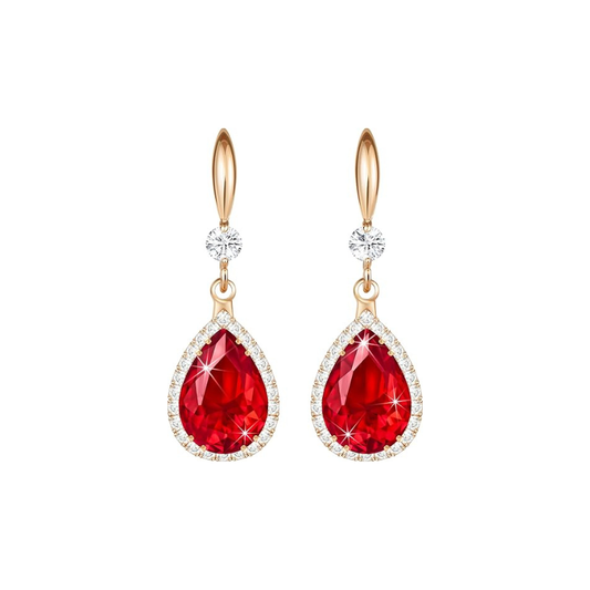 Rubis Goutte Boucles d'Oreilles | Or Rose