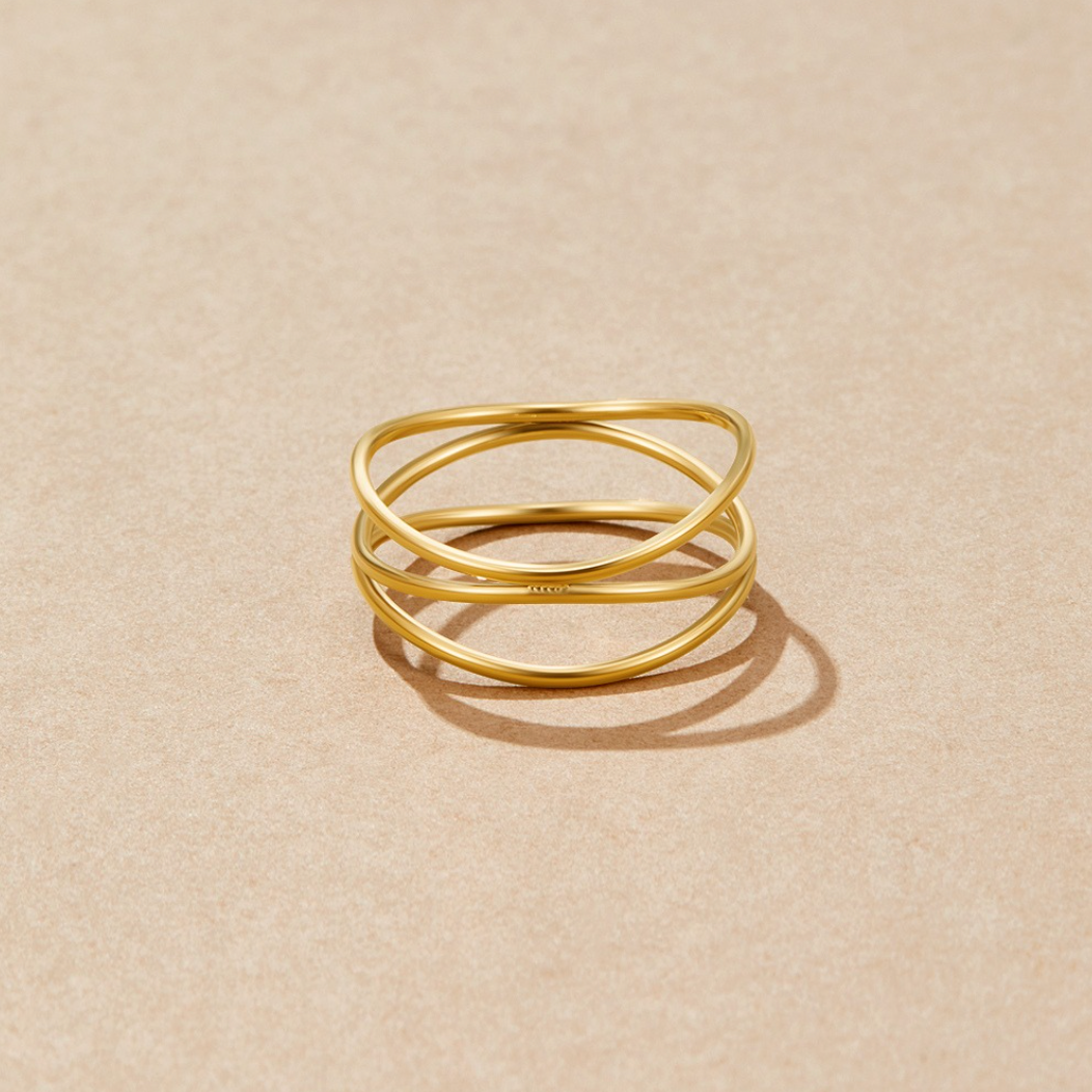 Or Minimaliste Enveloppant Bague