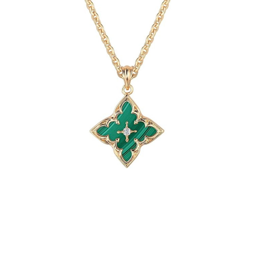 Émeraude Clover Collier à Pendentif | Or