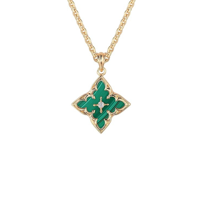 Émeraude Clover Collier à Pendentif | Or