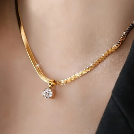 Élégant Rhinestone Collier à Pendentif | Or