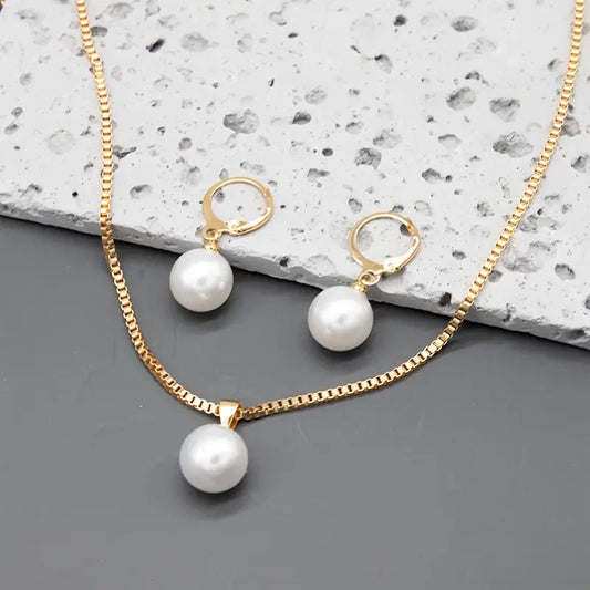 Doré Grace Perle Bijou Set | Or
