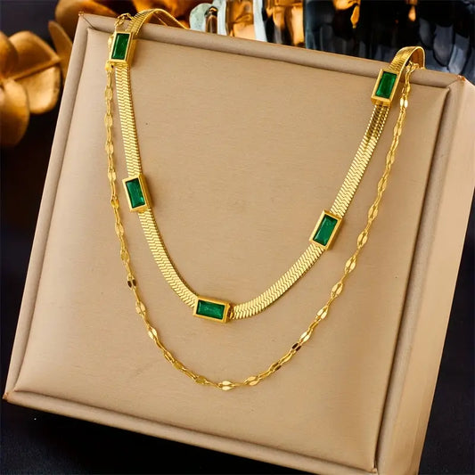 Sister Gem Double-Layer Retro Collier | Or