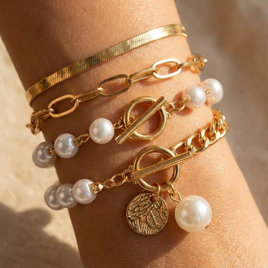 Premium Superposé Perle Bracelet Set