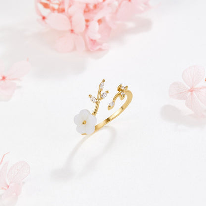 Or Floral et Leaf Bague Ouverte